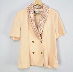 Vintage 70s Pablo Collection Short Sleeve Cotton Blazer Size 12P Made in USA